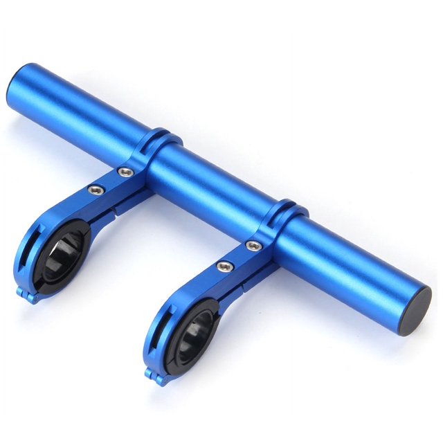 ZHAOCHENG Extensor de extensión de manillar doble para bicicleta, accesorios de soporte de aleación de aluminio súper largos de 20 cm, para portabicicletas, unidades GPS (azul)