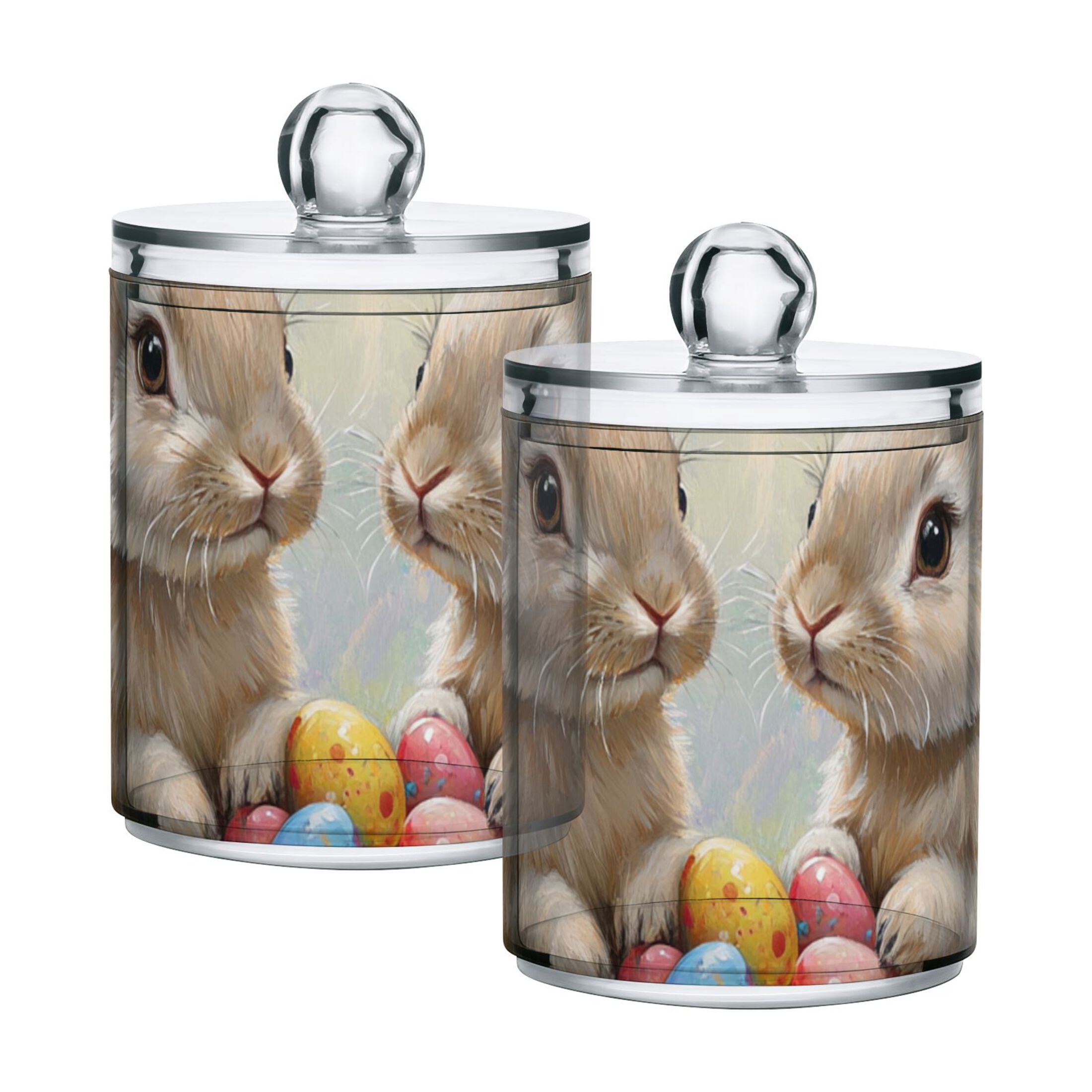 Ckdifva Rabbits Easter Eggs Storage Jar with Lid Acrylic Organization Storage Containers Set of 4