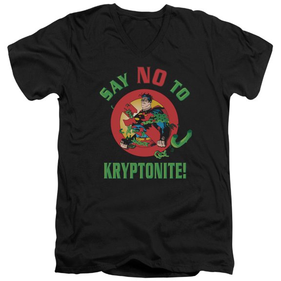 Superman Say No To Kryptonite Adult V-Neck T-Shirt Black