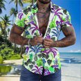 thumbnail image 2 of Camisas Vaqueras Para Hombre Manga Corta Casual Hombres Solapa Solapa Cocotero Estampado Manga Corta Puños Botón Puerto Estilo Floral Camisa Playa Hawaiianss Verano Top (Mint Green, 3XL), 2 of 4
