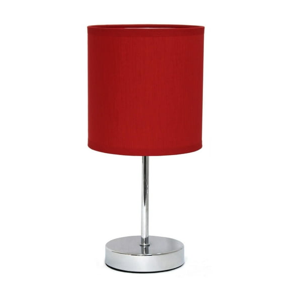 Simple Designs Chrome Mini Basic Table Lamp with Fabric Shade