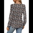 thumbnail image 4 of Blusas Plisadas de Larga Abullonada para Mujer, Cuello Redondo, Elegantes, Informales, Holgadas, para Invierno y . Floral Negro M, 4 of 5