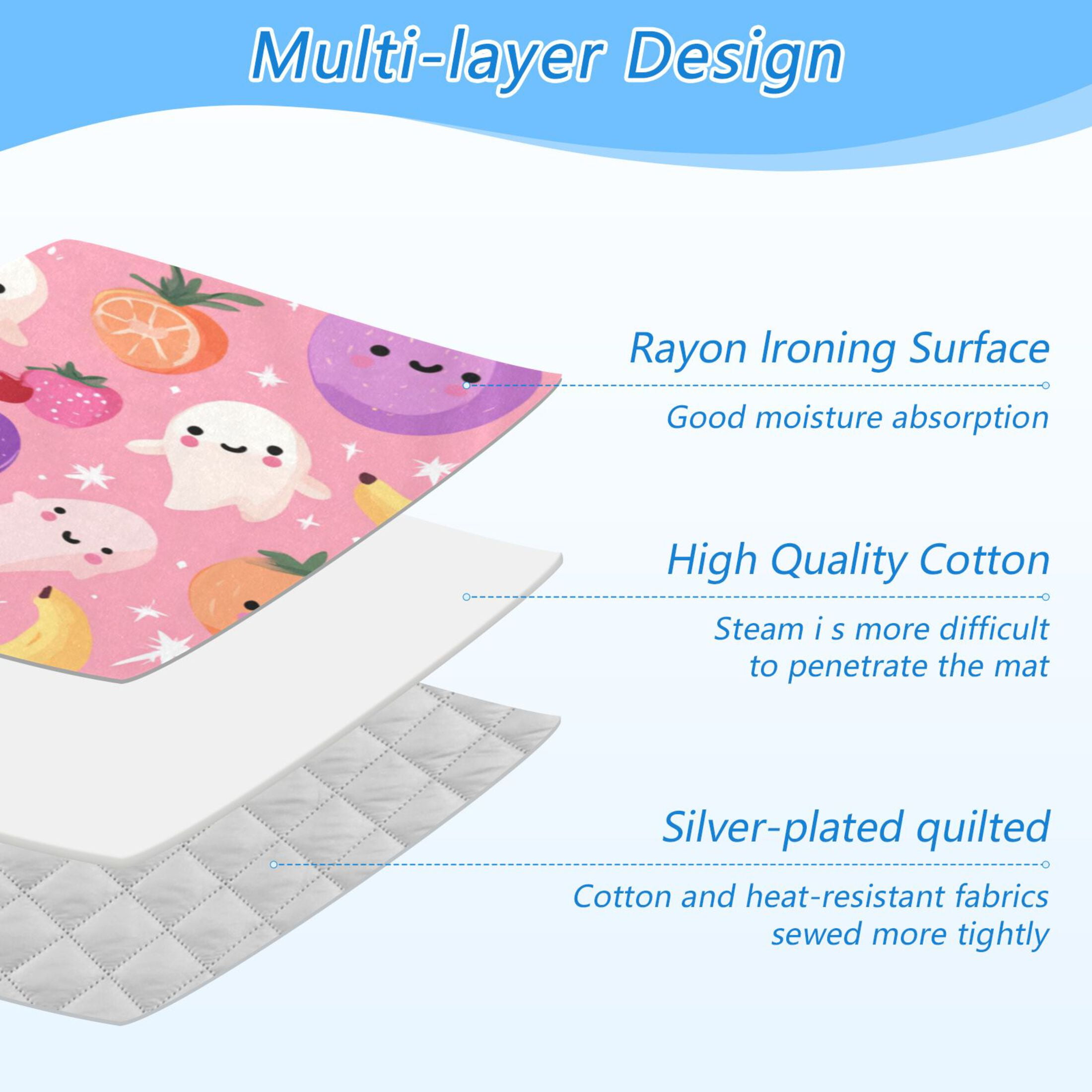 Ironing Mat Portable Ironing Blanket for Table Top Travel Ironing Pad for Washer Dryer 27.6" x 47.2" Fruit and Little Ghosts