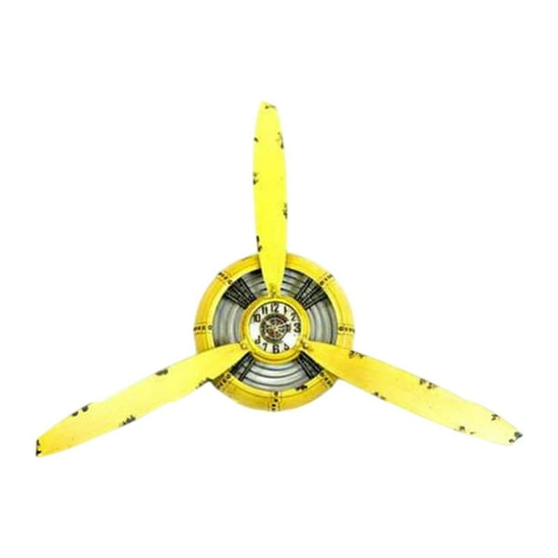 Reloj colgante de pared con hélice de avión, artesanía coleccionable, cumpleaños Amarillo