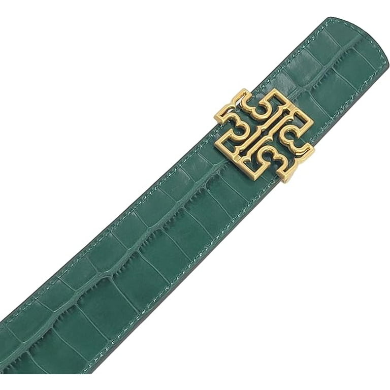 Tory Burch 140973 Black/Norwood Green Croc Design Leather Women's