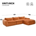 thumbnail image 2 of Harper & Bright Designs Modular Foam Sectional with Ottoman, Chenille 4 Seater Compressed Sofa, Free Combination Floor Sponge Couch with Integrated Backrest and Seat Cushion, 116'', Orange, 2 of 12