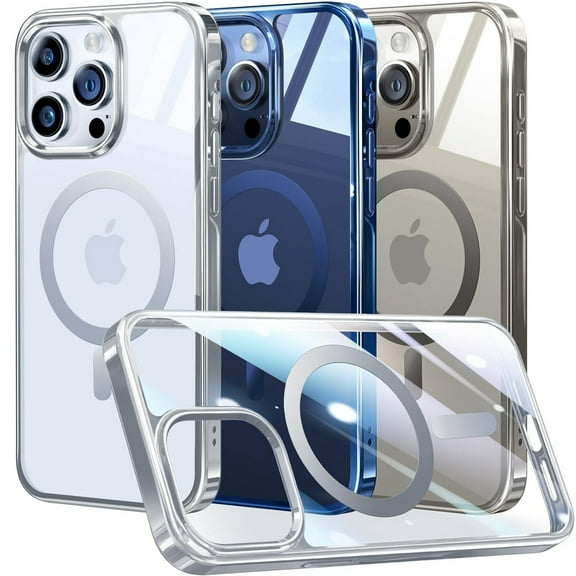 Dteck Official Color Match for iPhone 15 Case, Compatible with MagSafe, Non-Yellowing Clear Plating Bumper Shockproof Strong Magnetic Cover for iPhone 15,Silver
