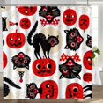 thumbnail image 3 of Funny Halloween Shower Curtain Moon Time Black Cats Orange Ghost Witch Pumpkins Shower Curtains Cartoon Bathroom Decor 72"x72", 3 of 7