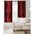 thumbnail image 2 of Red Ombre Blackout Curtains, Light Blocking Print Window Curtains, Abstract Art Moire Ocean Waves Thermal Insulated Window Drapes for Living Room Kitchen Cafe 2 Panels, 84"W x 84"L, 2 of 9