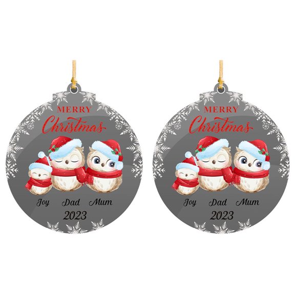 DESTYER 2pack/lot Personalised Christmas Tree Decorations Christmas Tree Decorations Tree Decorations Round Type 2