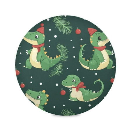 

Round Plate Mat 15.4x15.4 Inchesx6 Placemat Table Mat Kitchen Mat Coffee Mat Fabric Thick Strong Wear-Resistant Heat Resistance Christmas Cartoon Dinosaur