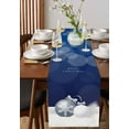 thumbnail image 4 of Navy Blue Christmas Table Runner 72 Inches, Xmas Balls Pine Needles Snowflakes Bed Runner Dresser Scarves Tabletop for Indoor Outdoor Parties/Ceremony/Banquet, 18" x 72", 4 of 8