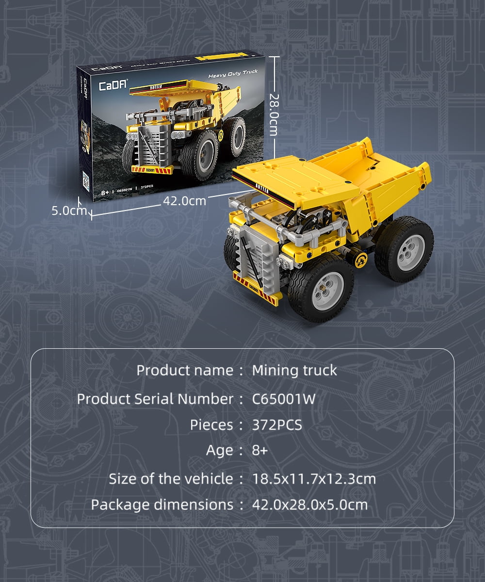 CaDA Mining Truck Building Set - 372 Pcs Construction Vehicle Toy for Kids