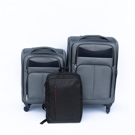 JERFIT 2-Piece Luggage Set with Backpack, 20" 24" Expandable Suitcase with 360° Spinner Wheels, Water-Resistant Oxford Fabric, Gray Travel Gear