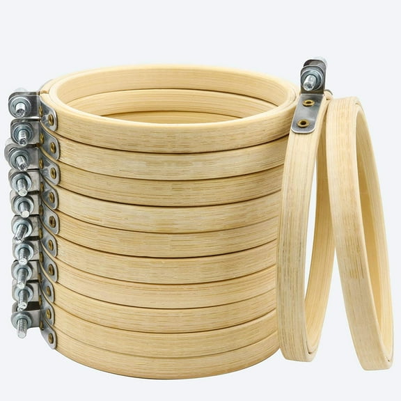 12 Pieces Embroidery Hoop Set Bamboo Circle Cross Stitch Hoop Ring 4 inch for Embroidery and Cross Stitch