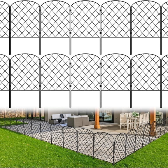 25 Pack Decorative Garden Fence, Total 27ft(L) x 24in(H) Animal Barrier Border, Rustproof Metal Wire Section Edging Fencing Panel for Outdoor Patio Garden Yard, Arched