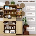 thumbnail image 3 of BOMETAO Pantry Cabinet, 72“ Tall Kitchen Storage Cabinet with a Drawer, 2 Cabinets, 4 Adjustable Shelves, 8 Door Shelves, Freestanding Cupboard for Living Room, Kitchen, Natural Oak, 3 of 10
