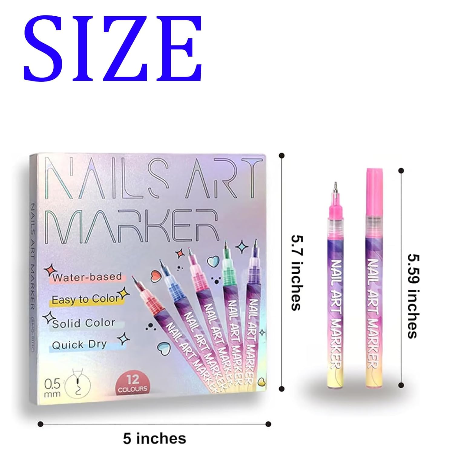 Waterproof Nail Art Pen Set with 12 Colors - Create Salon-Worthy 3D Nail Art at Home Using 0.5mm Fine Tip Markers, Quick-Drying Formula for Professional DIY Nail Designs (1pc), Easy to Use