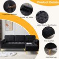 thumbnail image 3 of Sectional Sofas Couches for Living Room, 85” Modern Chenille L Shaped Couches with Chaise for Small Spaces, Sofa with Solid Wood Frame, Easy to Install (Black), 3 of 9