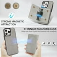 thumbnail image 2 of for iPhone 15 Pro Max Wallet Case with Detachable Magnetic Credit Card Slots, Luxury Premium PU Leather Slim Fit Kickstand Drop Protective Anti-Scratch Skin Friendly Back Case, Gray, 2 of 10