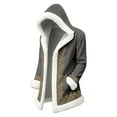 thumbnail image 4 of LINGLANG Christmas Men's Long Cardigan Hoodies Women Unisex Santa Claus Xmas White Trim Warm Hooded Coat with Pocket, 4 of 4