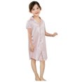 thumbnail image 2 of Hienoo Toddler Girls Nightgown Silk Satin Short Sleeve Button-Up Sleepshirt, Sizes 3-4 Years, 2 of 6
