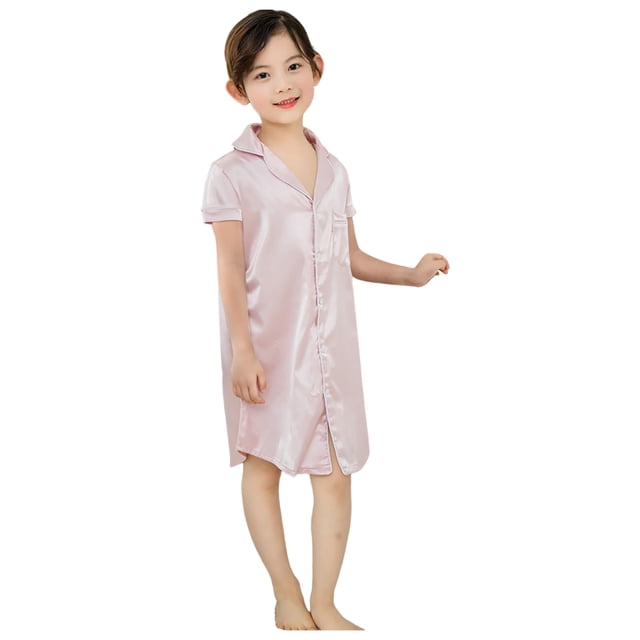 Robes pour Fillettes Manches Courtes Robe de Danse Unie Robe de Fête Vétérinaire Taille 4-5T