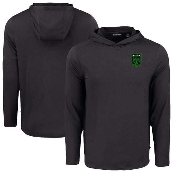 Men's Cutter & Buck Black Austin FC Coastline Epic Comfort Eco Recycled Long Sleeve Hoodie T-Shirt