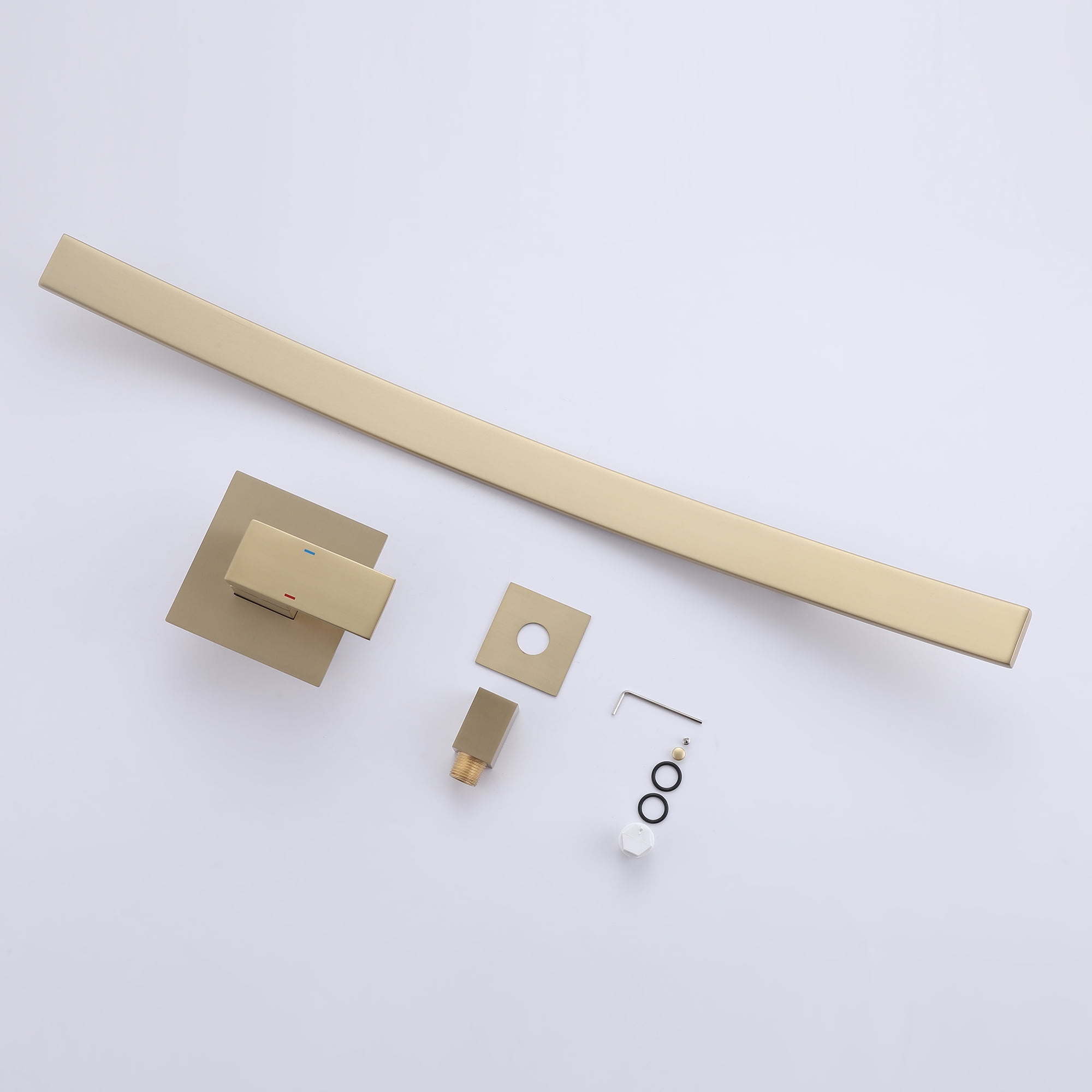 Waterfall Wall Mounted Bathroom Sink Faucet, Solid Brass Single Handle Faucet