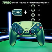LED Wireless Controller for P5, Compatible with P5 Pro/Slim/PC, Dual Vibration, Macro/Turbo Function, 3.5mm Audio Jack, 6-Axis Motion Controller Gamepad with Speaker&RGB(Chroma Teal)