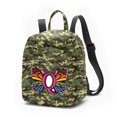 thumbnail image 1 of Alikpop Women's Camo Mini Backpack, Letter Q Butterfly Print Adjustable Strap Polyester Daypack, 1 of 8