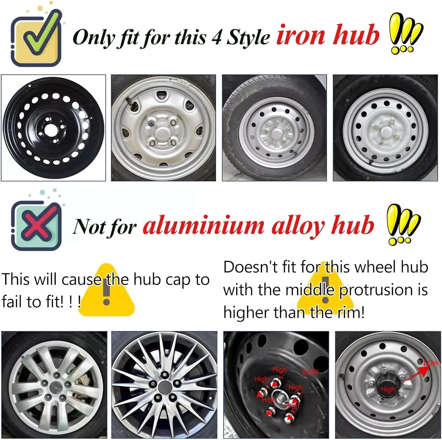 4 pack 15" Black with Silver Hubcap Wheel Cover Replacement Kit 15" Hub Caps Wheel Rim Cover Car Exterior Accessories