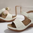 thumbnail image 4 of HomeDM Women's Wedge Sandals Open Toe Ankle Strap Arch Support Summer Walking Beach Sandals, Beige Size 6, 4 of 9