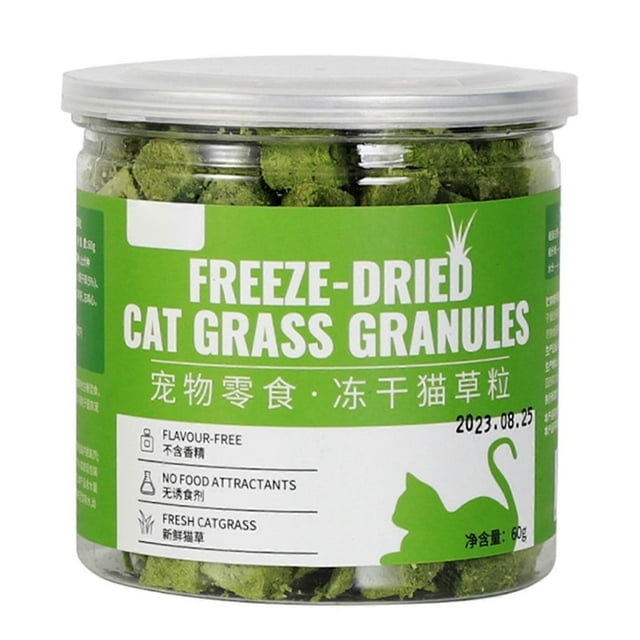 Natural Cat Grass Snack for Cats Dental Healthy Cats Care Chewing Licking Snack Cat Hairball Control Freeze Dried Snack