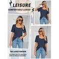 thumbnail image 3 of ZXSXSY Women Square Neck Ruch Short Sleeve Solid Color Top, 3 of 5