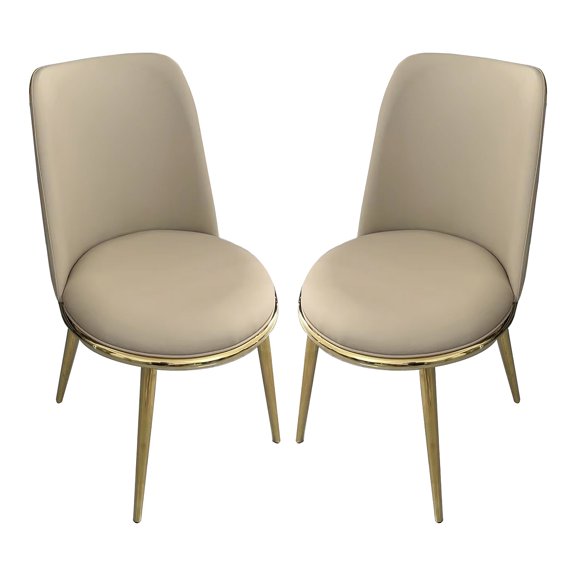 Furniture of America Jorvik Upholstered Metal Side Chairs, Set of 2, Gold and Taupe