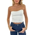 thumbnail image 3 of Canis Women's Strapless Ribbed Knit Solid Color Tube Tops for Summer, 3 of 9