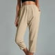 thumbnail image 2 of Mujer Casual Color Sólido Bolsillos Cintura Elástica Cómodos Pantalones Rectos Hasta La Pantorrilla Odeerbi ODB-6, 2 of 7