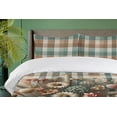thumbnail image 2 of Ambesonne Flowers Duvet Cover Set, Cottagecore Floral Plaid, Calking, Pale Teal Dried Rose Tan, 2 of 4