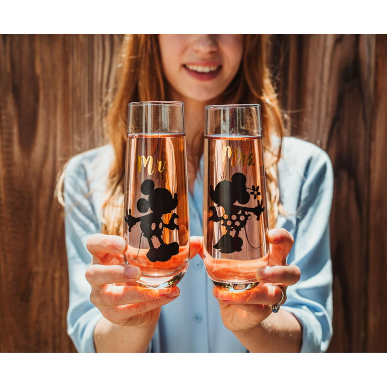 Disney Mickey and Minnie 9-Ounce Stemless Fluted Glassware | Set of 2