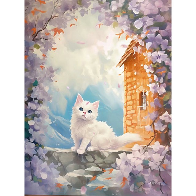 Cuadros Decorativos 5D bricolaje taladro redondo completo diamante pintura gato Kit arte decoración del hogar (VIP859) Wdftyju de costura negro 4 estilos