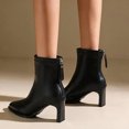 thumbnail image 6 of Women’s High Block Heel Back Zipper Ankle Booties, Elegant Dress Short Boots, Fashion Comfort Heeled Ankle Boots for Party Office Women Black 6, 6 of 7