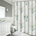 thumbnail image 4 of Dznils White Fabric Shower Curtain, Watercolor Green Eucalyptus Floral Pattern with Hooks, 72" x 72", 4 of 13