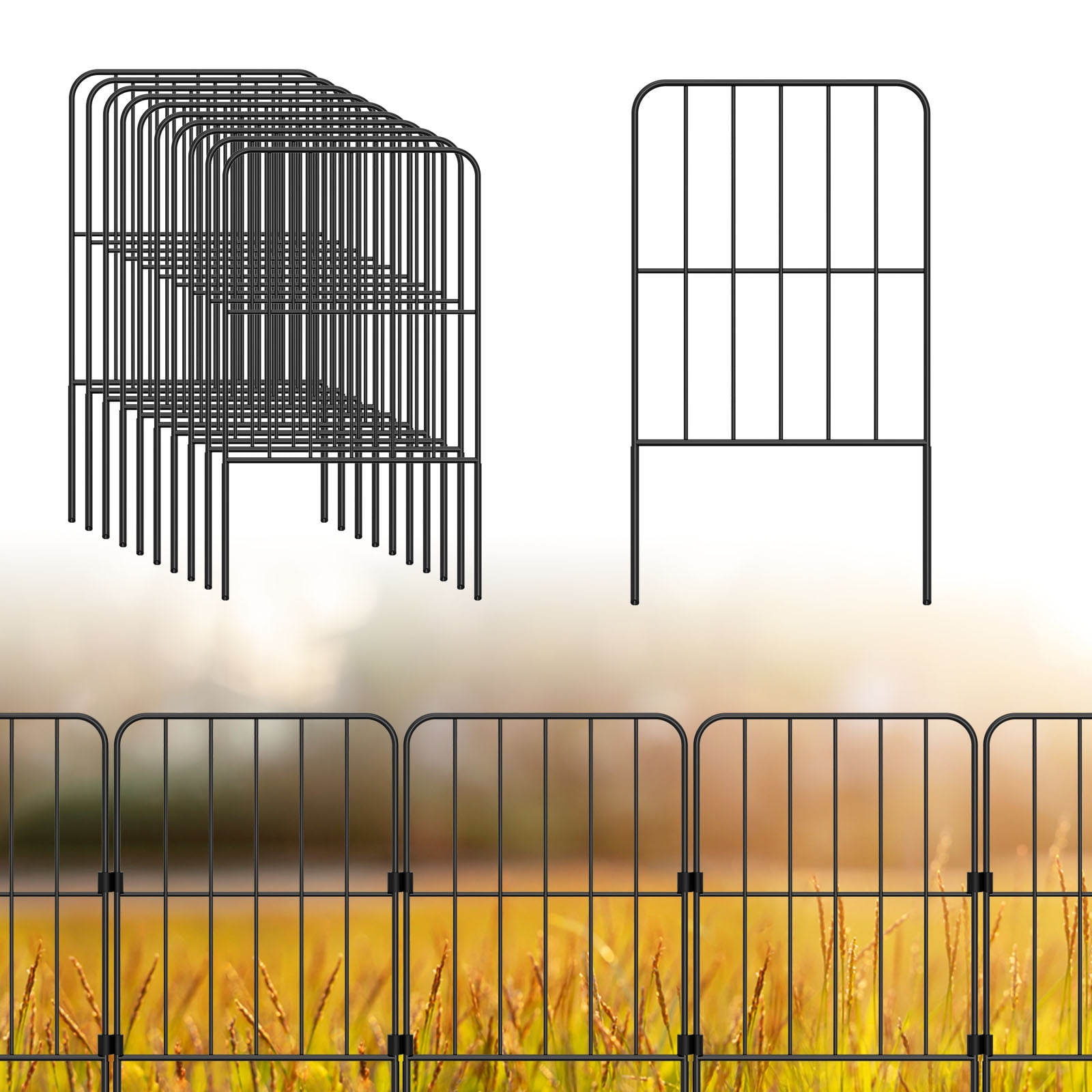 23-inch black fence Decorative Garden Fence 10 pack