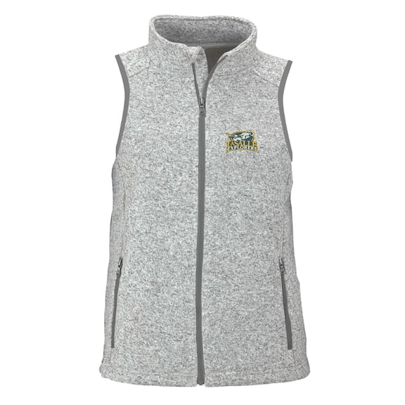 Women's Heather Gray La Salle Explorers Summit Fleece Full Zip Sweater Vest