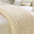 thumbnail image 6 of Admitrack Chunky Knit Blanket Throw, 100% Hand Knit Chenille Throw Blanket for Sofa & Home Decor, Soft and Cozy Knitted Throw Blankets (Ivory，40"x50"), 6 of 10