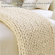 Chunky Knit Blanket Throw Hand Knit Chenille Throw Blanket for Sofa & Home Decor, Soft and Cozy Knitted Throw Blankets