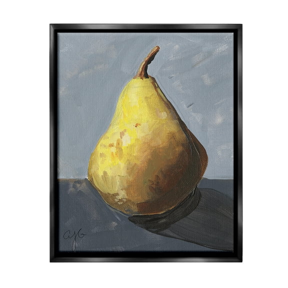 Stupell Industries Abstract Shadowed Pear Food & Beverage Painting Black Floater Framed Canvas Art Print Wall Art, 17 x 21