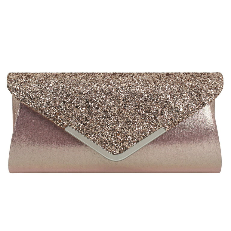 Evening Clutch Bag for Women Prom Party Wedding Purse Sparkly Ladies  Handbag - Pink