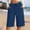 *Blue, variant on ClodeEU Women's Drawstring Elastic Waist Denim Knee Length Shorts with Pockets ,Solid Color Slim Fit Casual Bermuda Jeans Black,Women's Plus L